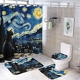 thumbnail image 1 of Cute Cat Print Shower Curtain Bathroom Rug Set, 4-Piece Set with 72" x 72" Shower Curtain, Toilet Cover Mat, U-Shaped Mat, Non-Slip Floor Mat with Hooks, 1 of 7