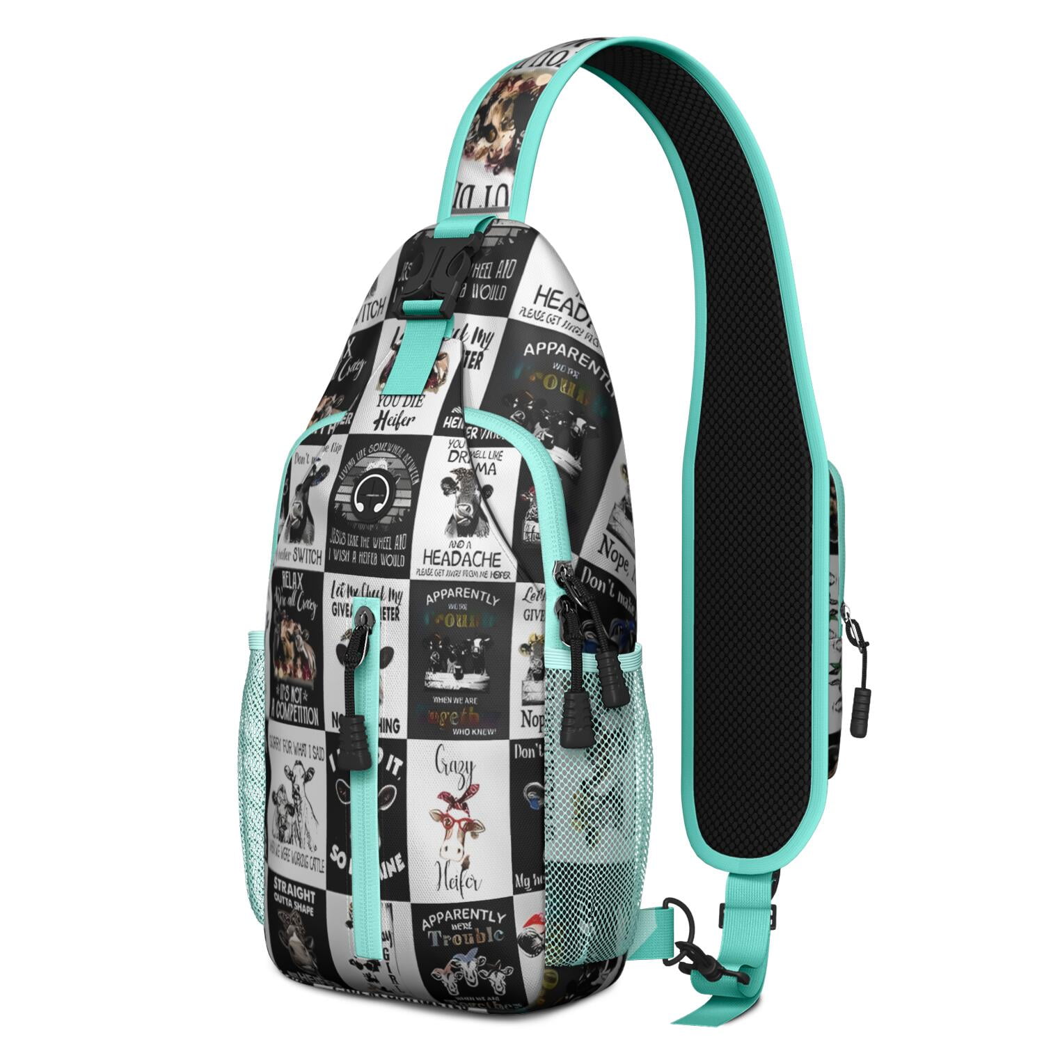 Water-Resistant LED Cat Silhouette Sling Bag - Perfect for College and Travel Cute Cat Print Sling Backpack – Lightweight, Anti-theft  main image 4