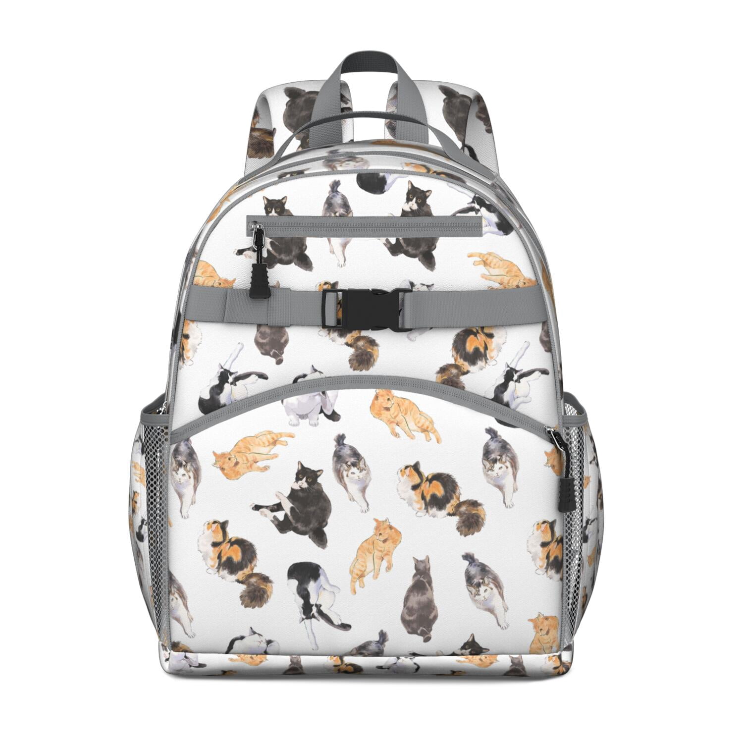 Cute Cat Print Toddler Backpack with Funny Cat Illustration, Paw Print ...