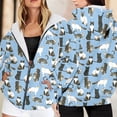 thumbnail image 1 of Cute Cat Print Women's Hoodie Long Sleeve Zip Up Relax Fit Spring Trendy Sweatshirt Crewneck Pullover Tops, 1 of 5