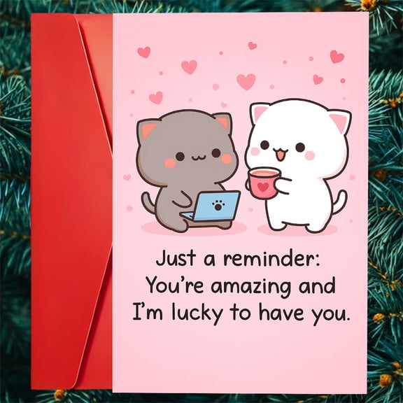 Cute Cat Reminder Card "You're Amazing!" Design with Adorable Kitties Envelope Included, Blank Inside Perfect for Friends, Loved Ones, and Encouragement Gift