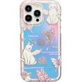 thumbnail image 1 of Cute Cat Roses Flowers Butterfly Hard Phone Case Compatible with iPhone Case (White,iPhone 13), 1 of 7