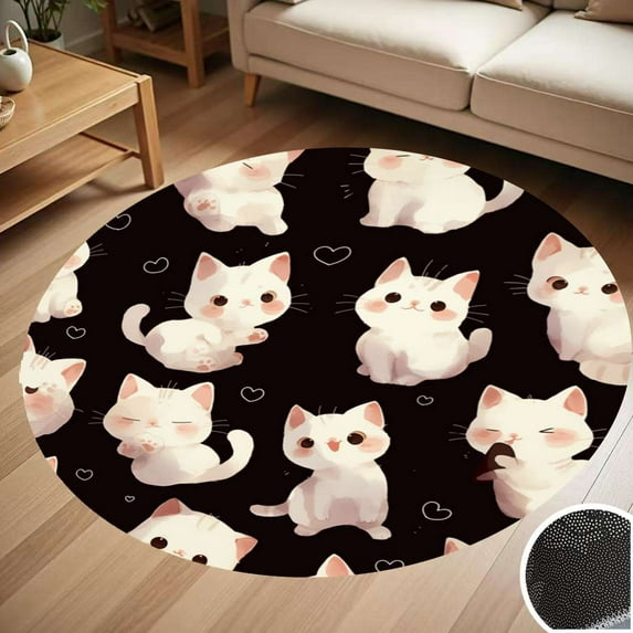 Cute Cat Round Carpet Living Room Bedroom Home Decoration Coffee Table Mat Lounge Rug Chair Mats