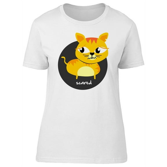 Cute Cat Scared Cartoon T-Shirt Women -Image by Shutterstock, Female x-Large