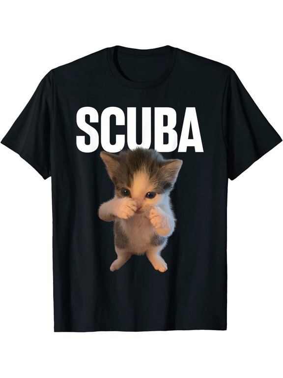 Cute Cat Scuba Dancing Funny Cat Meme Humor T-Shirt