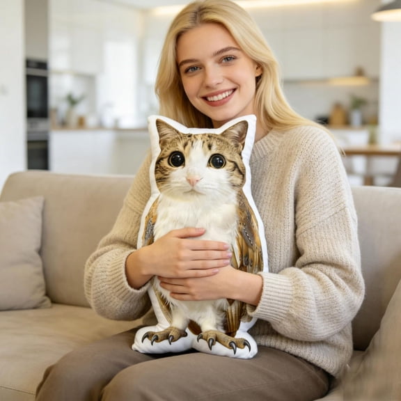 Cute Cat Shape Plush Throw Pillow, 10-Inch Die-Cut Meow Kitty Cushion, Soft Cartoon Animal Pillow for Sofa & Bedside, Portable Travel Nap Pillow for Kids & Cat Lovers