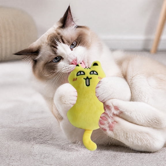Cute Cat Shape Squeaky Pet Toy for Cats and Small Dogs, Soft Crystal Fabric with Built in Squeaker, Portable 16g Resilient for Interactive Games and Cuddling at Home