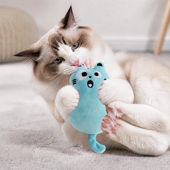 Cute Cat Shape Squeaky Pet Toy for Cats and Small Dogs, Soft Crystal Fabric with Built in Squeaker, Portable 16g Resilient for Interactive Games and Cuddling at Home