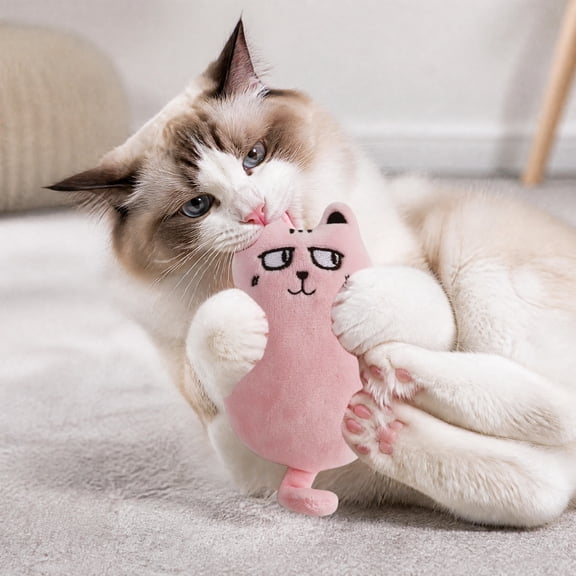 Cute Cat Shape Squeaky Pet Toy for Cats and Small Dogs, Soft Crystal Fabric with Built in Squeaker, Portable 16g Resilient for Interactive Games and Cuddling at Home