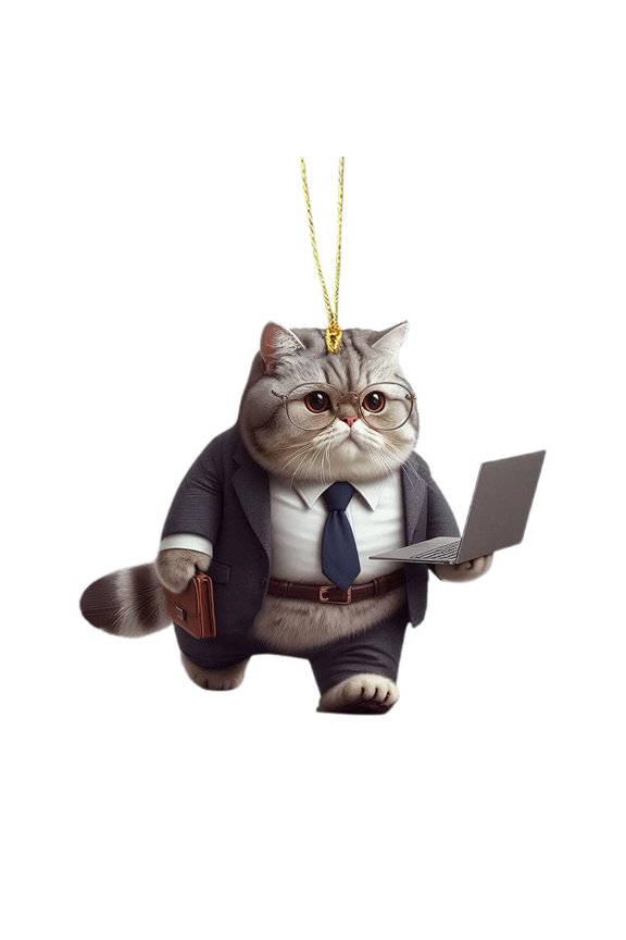 Cute Cat-Shaped Acrylic Car Hanging Pendant for Rearview Mirror Decoration, Multifunctional as Keychain or Bag Pendant