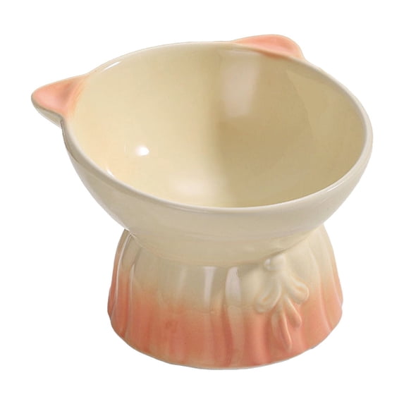 Cute Cat Shaped Ceramic Pet Bowl (5.51in) - Elevated Neck Protection Food/Water Bowl for Cats, Large Capacity Cute Pet Feeding Bowl