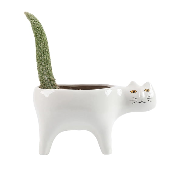 Cute Cat Shaped Ceramic Planter Pot for Succulents Cactus, Home Desktop Decor