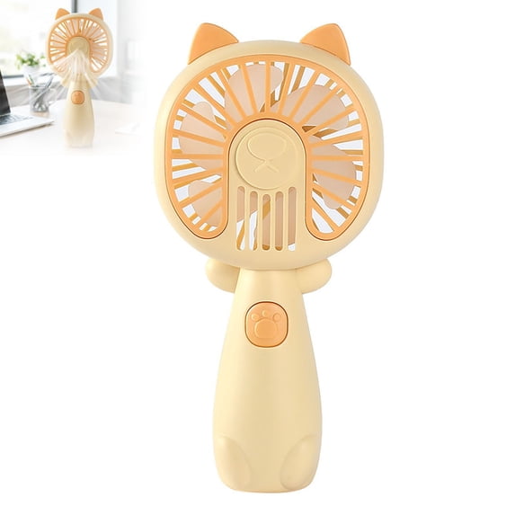Cute Cat Shaped Handheld Mini Fan, USB Rechargeable 2-in-1 Desktop & Portable Personal Cooling Fan, Quiet Small Fan with Safety Grille for Office Outdoor Summer Use 6.29 × 2.95 Inch