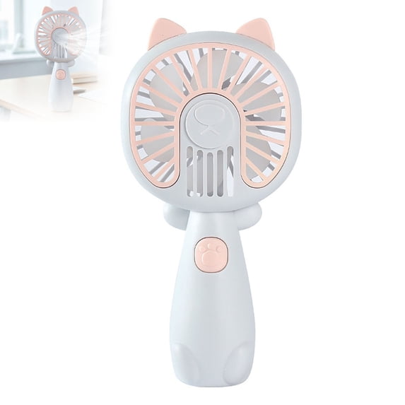 Cute Cat Shaped Handheld Mini Fan, USB Rechargeable 2-in-1 Desktop & Portable Personal Cooling Fan, Quiet Small Fan with Safety Grille for Office Outdoor Summer Use 6.29 × 2.95 Inch