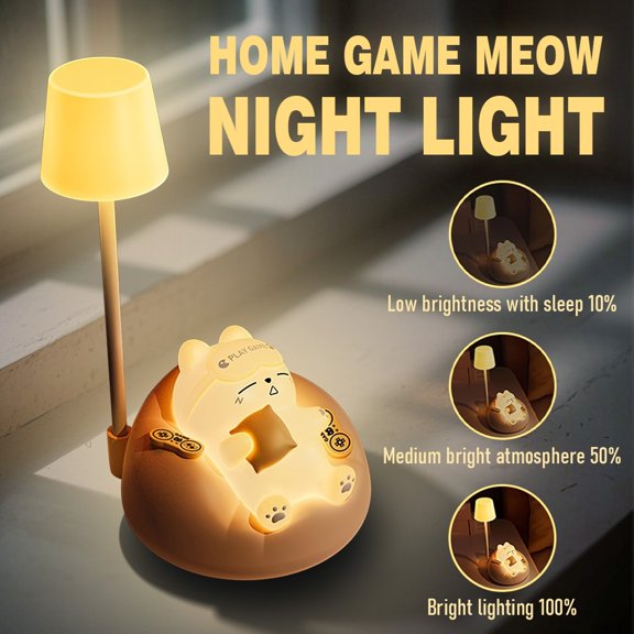 Cute Cat - Shaped Night Light, 3 - Level Brightness Adjustable, Tap to Light Up. Warm Light for Sleep & Atmosphere.
