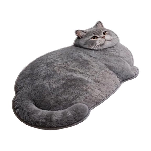 Cute Cat Shaped Non-Slip Bath Mat, Soft Absorbent Quick-Dry Floor Rug, Funny Animal Design Bathroom Mat for Shower, Entryway, Bedroom and Home Decor, 40×60cm