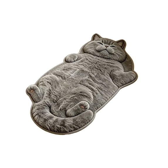 Cute Cat Shaped Plush Area Rug 15.75" x 23.62", Soft Polyester Non-Slip Decorative Floor Mat, Washable Novelty Pet-Themed Carpet for Bedroom Bathroom Entryway Home Decor