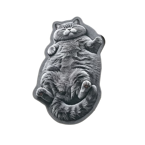 Cute Cat Shaped Plush Area Rug 15.75" x 23.62", Soft Polyester Non-Slip Decorative Floor Mat, Washable Novelty Pet-Themed Carpet for Bedroom Bathroom Entryway Home Decor