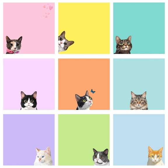 Cute Cat Shaped Sticky Notes Set, Kawaii Animal Memo Pads With Self Adhesive, Fun Cartoon Notepads For Home Office Desk (Purple, 23*7.8*5)