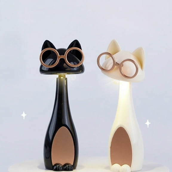 Cute Cat Shaped USB Rechargeable LED Night Light with Adjustable Head, Dimmable Brightness Memory for Bedroom Bedside Dorm, Cartoon Animal Sleep Light Decorative Desk Lamp for Home