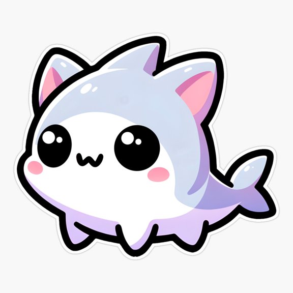 Cute Cat Shark Cartoon Ocean Creature Sticker