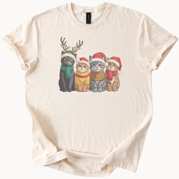 Cute Cat Shirt Cartoon Cats In Hats Tee Size S-5Xl Heygategoo Tee