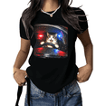 thumbnail image 1 of Cute Cat Shirt Graphic Tees Shirts Print Tshirt Black Women Funny Driving Cat Car Scene Casual Summer Comfort Fit Tee Size S-5XL Tops, 1 of 5
