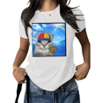 thumbnail image 1 of Cute Cat Shirt Print Tshirt Graphic Tees Shirts White Women Aesthetic Rainbow Cat Candy Cute Design Casual Summer Soft Cotton Tee Size S-5XL Tops, 1 of 5