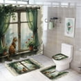 thumbnail image 1 of Cute Cat Shower Curtain 4-Piece Bathroom Accessory Set, 72" x 72" Curtain,Toilet Cover Mat, U-Shaped Mat, Non-Slip Floor Mat, Cute Cat Print, 1 of 7