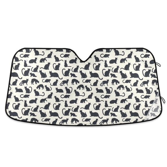 Cute Cat Silhouettes Car Windshield Sun Shade Foldable Car Front Window Visor Heat and UV Protection 53x23.5