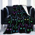 thumbnail image 1 of Cute Cat Silhouettes Neon Blanket, Soft Blankets Flannel Bed Throw Cozy Lightweight Plush Gifts For Kids Boys Girls Women Men Sofa Couch Bedroom Living Rooms Warm All Season, Home Decor, Small 50"x40", 1 of 6
