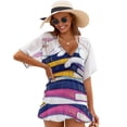 thumbnail image 1 of Cute Cat Sleeping Books Beach Cover Ups Women V Neck Short Sleeve Dress Coverups Beachwear, 1 of 6