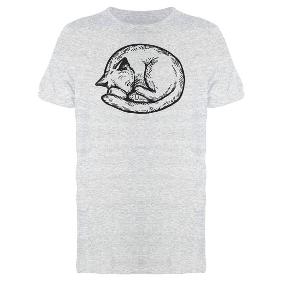 Cute Cat Sleeping Sketch T-Shirt Men -Image by Shutterstock, Male Large