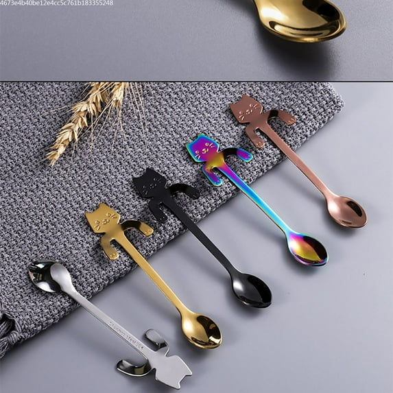 304 Stainless Steel Cartoon Cat Hanging Cup Coffee Spoon Mug Tea Spoon