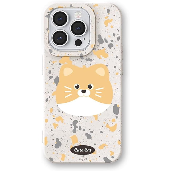 Cute Cat Spot Print Soft Case for iPhone (White,iPhone 15 Plus)
