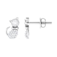 thumbnail image 1 of Cute Cat Stud Earrings - Certified Diamond Earrings for Women - HI-SI Grade, 14K White Gold, 1 of 8