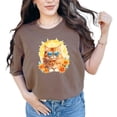 thumbnail image 1 of Cute Cat with Sunglasses T-Shirt, Flower Design Cat Tee, Sunshine and Feline Art Shirt, Cat Lover Gift Top, Fun Feline Graphic Tee, Espresso Comfort Colors T-Shirt, Small, 1 of 1