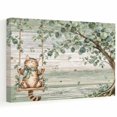 Study Tree Images Cute Cat Swing Canvas Wall Art, Cottagecore Green Eucalyptus Tree Wood ...