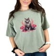 thumbnail image 1 of Cute Cat T-Shirt, Floral Cat Art Graphic Tee, Adorable Feline Lover Gift, Unique Animal Print T-Shirt, Casual Cat Lover Shirt, Moss Comfort Colors T-Shirt, 3XL, 1 of 1