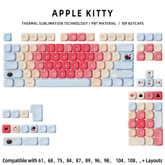 Cute Cat Theme Keycaps for Mechanical Keyboards MOA PBT Key Caps DIY Gaming Keyboard 60 70 80 90 100 Layout