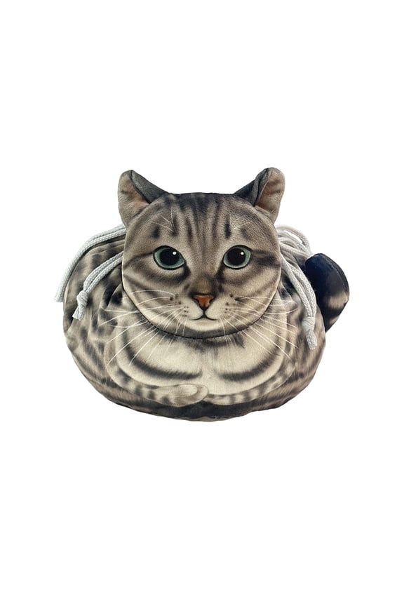Cute Cat Theme Women's Drawstring Bag, Portable Travel Home Gift Bag For Cat Lovers, Spacious Makeup Storage Organizer With 3D Cat Head Design*