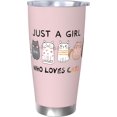 thumbnail image 1 of Cute Cat Themed Gifts for Women Girls, Cat Lover Lady Gifts Stainless Steel Insulated 20 oz Pink Tumblers for Teens Daughter Sister Bestie, Funny Cat Mom Stuff Birthday Christmas Decorations, 1 of 6