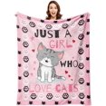 thumbnail image 1 of Cute Cat Throw Blanket Ultra Soft Warm Cozy Lightweight Microfiber Blankets, Just a Girl Who Loves Cats, Flannel Sherpa Fuzzy Fluffy Plush Throws for Sofa Couch Bedding All Season 60"x50", 1 of 6