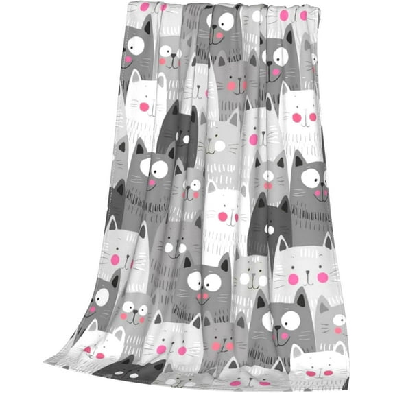 Cute Cat Throw Blanket for Cat Lover Gifts, Soft Warm Cozy Fuzzy Kitten Blanket, Lightweight Bed Blanket, 40"x50" Throw for Kids and Toddler