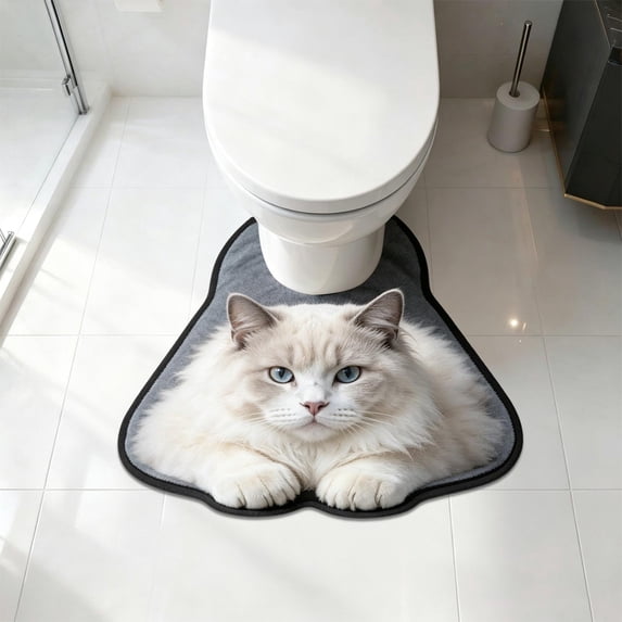 Cute Cat Toilet Rugs U-Shaped Bathroom Contour Rug Bathroom Mats Washroom Mats for Kitchen, Bathtub, Sink, for Cat Lovers Mom