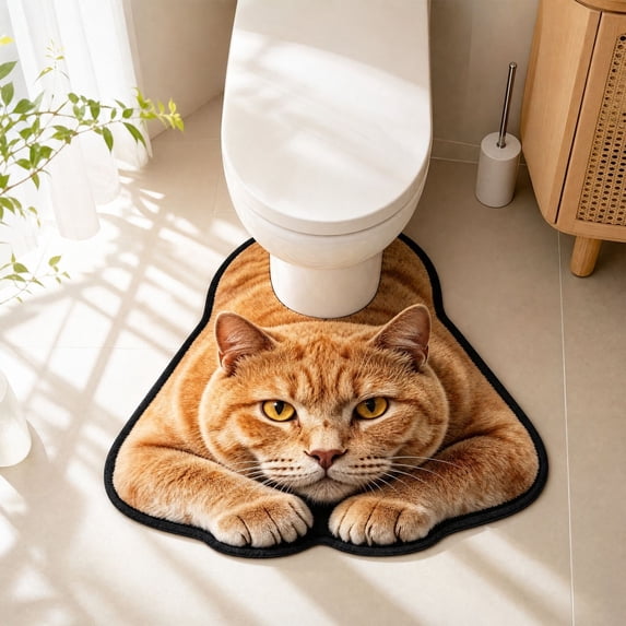 Cute Cat Toilet Rugs U-Shaped Bathroom Contour Rug Bathroom Mats Washroom Mats for Kitchen, Bathtub, Sink, for Cat Lovers Mom