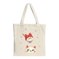 thumbnail image 1 of Cute Cat Tote Bag with Expressive Eyes & Pink Cheeks Adorned with a Heart - Hatted Character Stars & Moon - Perfect for Shopping & Travel, 1 of 4