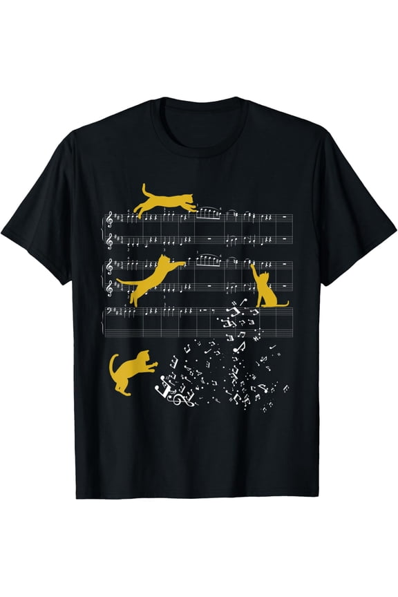 Cute Cat Treble Clef Shirt Music Therapy T-Shirt