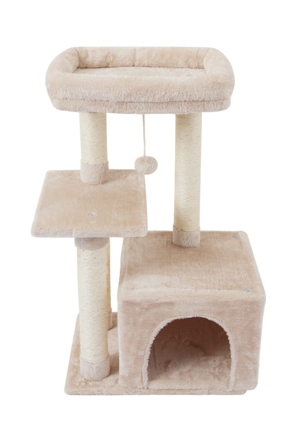 Cute Cat Tree Kitten Tower For Indoor Condo Sisal Posts With Jump Platform Furniture Activity Center Play House Beige