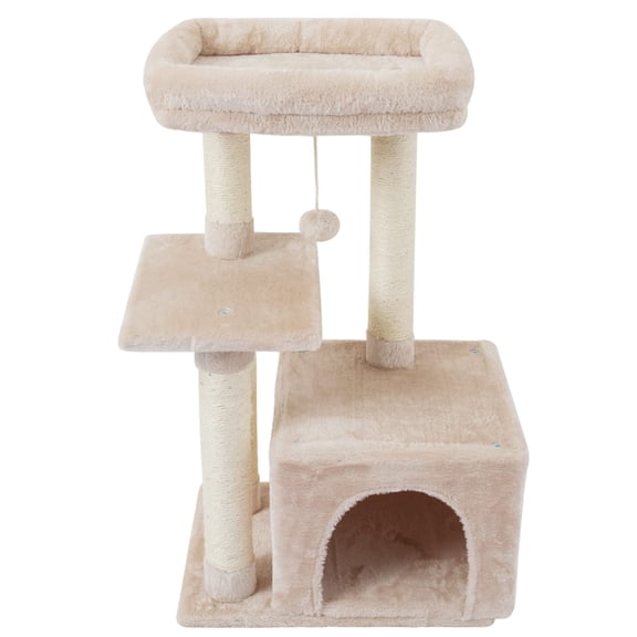 Cute Cat Tree Kitten Tower For Indoor Condo Sisal Posts With Jump Platform Furniture Activity Center Play House Beige